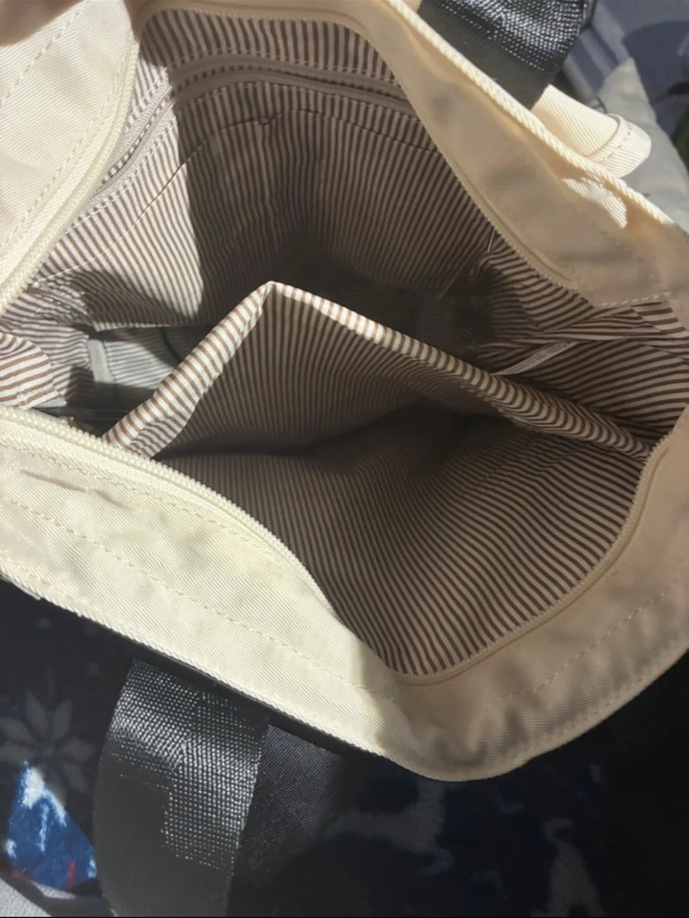 Two-Tone Black and Cream Tote Backpack